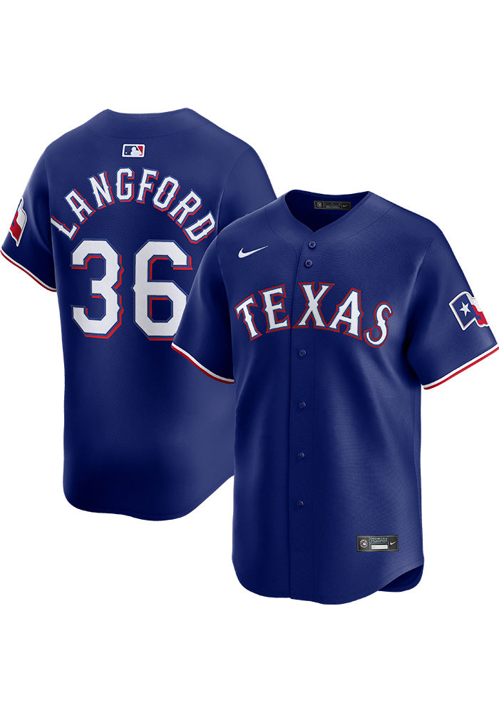 Wyatt Langford Texas Rangers official MLB Nike Jersey blue