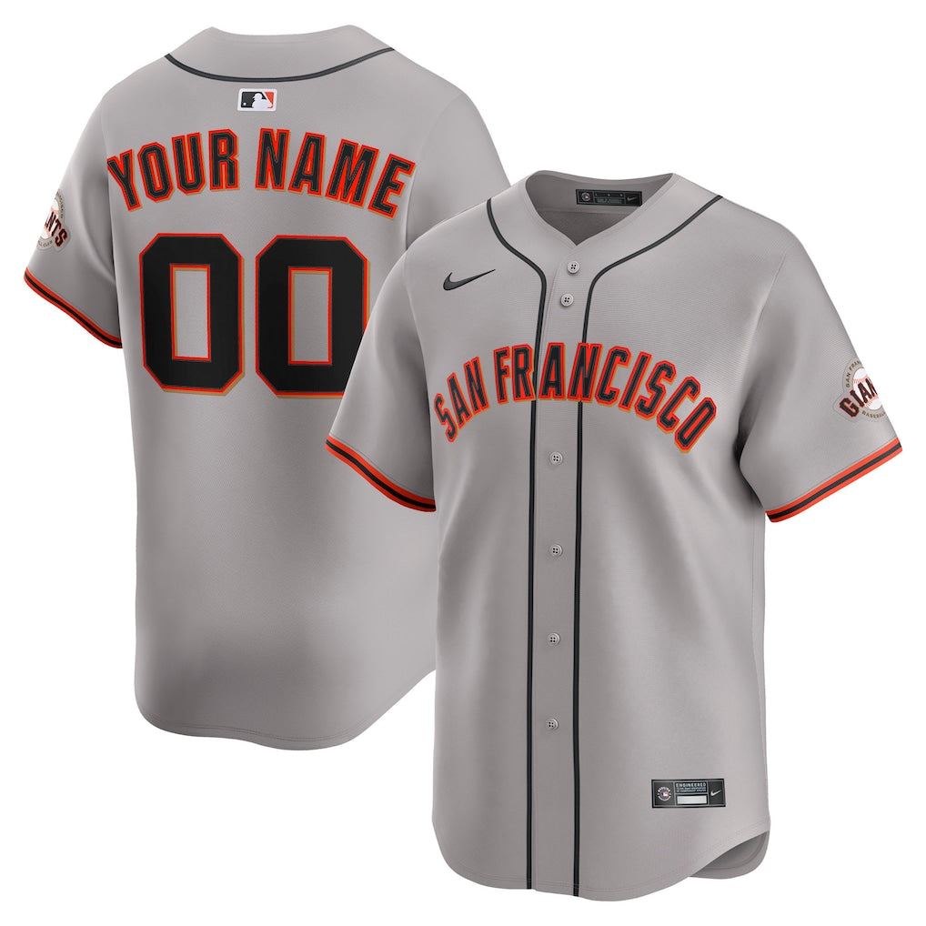 Any Name and Number customized YOUTH KIDS San Francisco Giants Official MLB Nike jersey gray