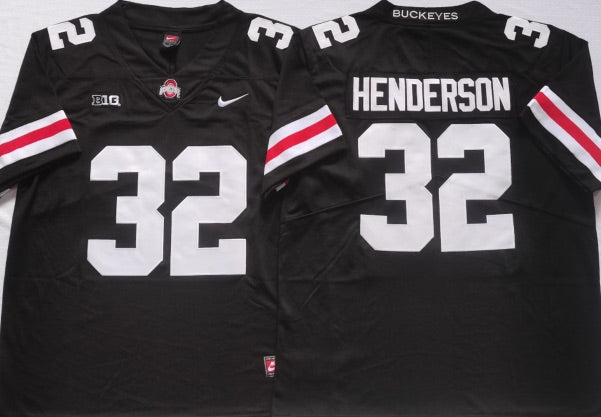 TreVeyon Henderson Ohio State Buckeyes Official NCAA Nike jersey black with white numbers