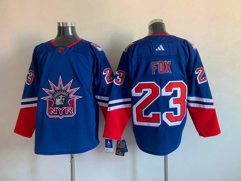 Adam Fox New York Rangers Official NHL Adidas Jersey Statue of Liberty logo